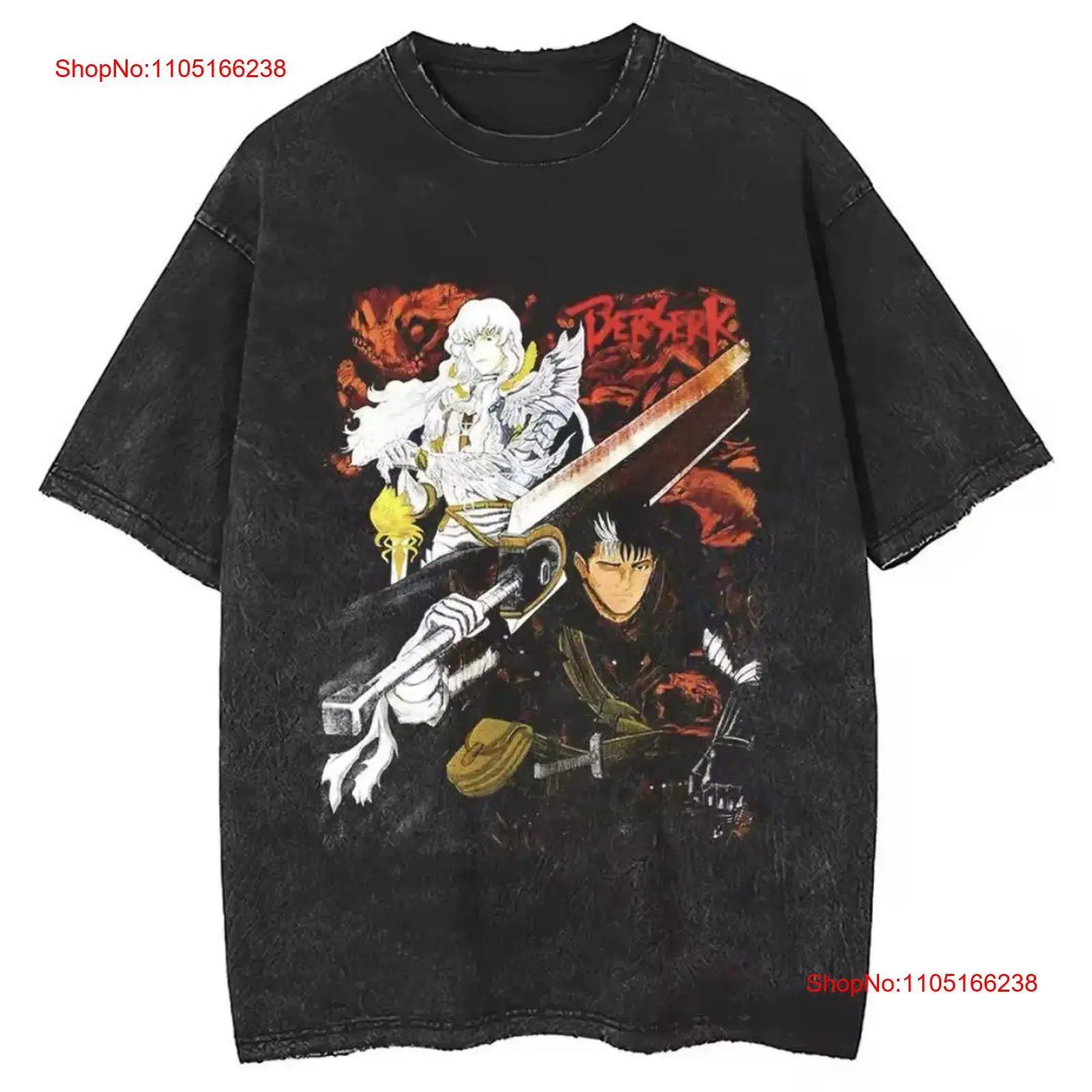 Xl Men'S Fashion - Berserk تي شيرت أنيمي أسود حجم
