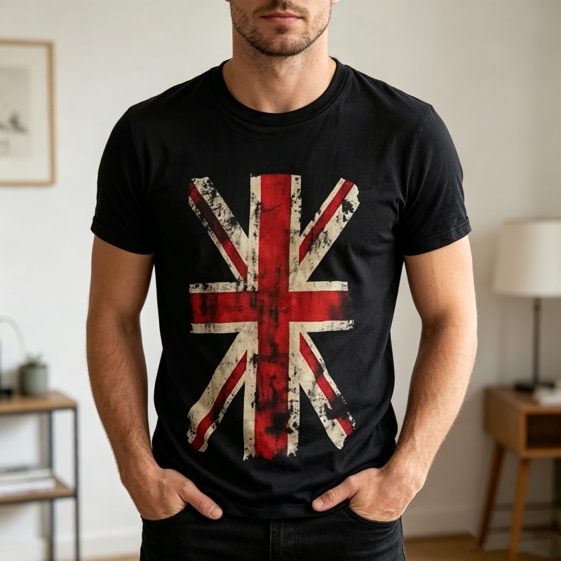 Men'S Fashion Uk - تي شيرت برسومات علم الاتحاد البريطاني،