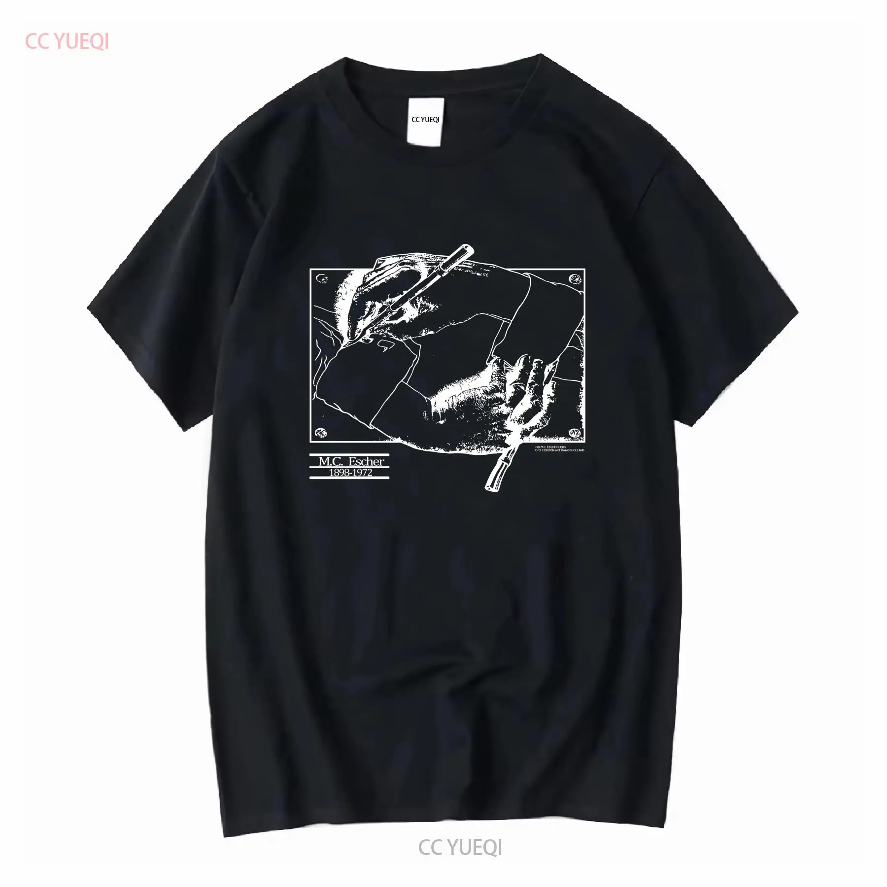 Mens Fashion Black Shirt - تي شيرت كلاسيكي 1990 MC Escher