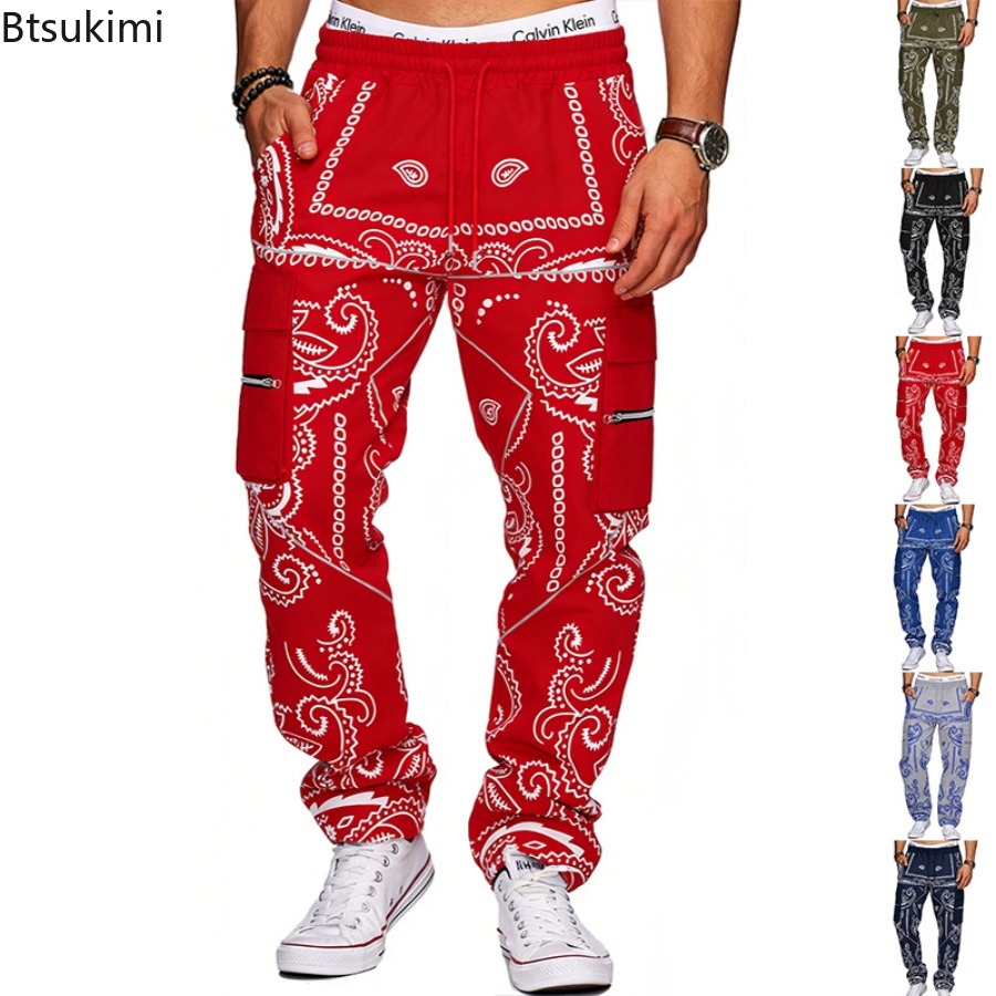 Mens Fashion Trend 2026 - بنطلون كارجو رجالي فضفاض مطبوع بتصميم