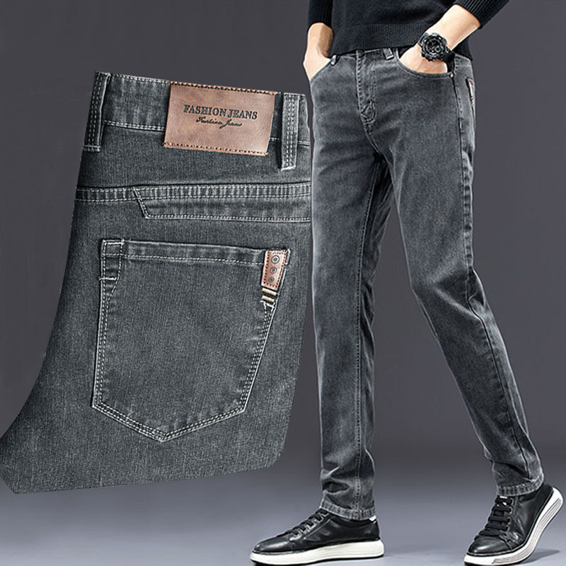 Men'S Fashion Grey Jeans - جينز جينز رجالي مطاطي بقصة ضيقة