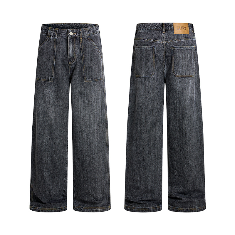 Men'S Fashion Grey Jeans - بنطلون جينز رجالي عصري جديد بتصميم