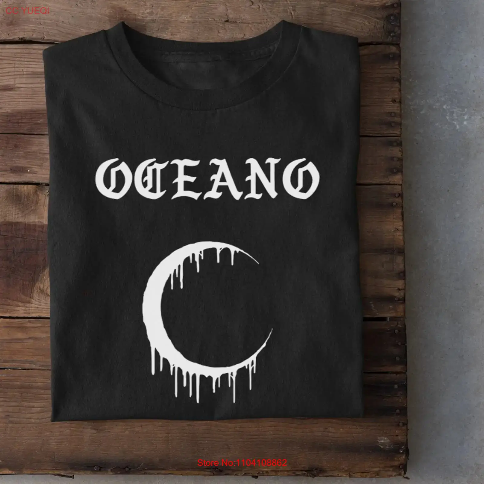 Mens Fashion Black Shirt - تي شيرت OCEANO Band من القطن