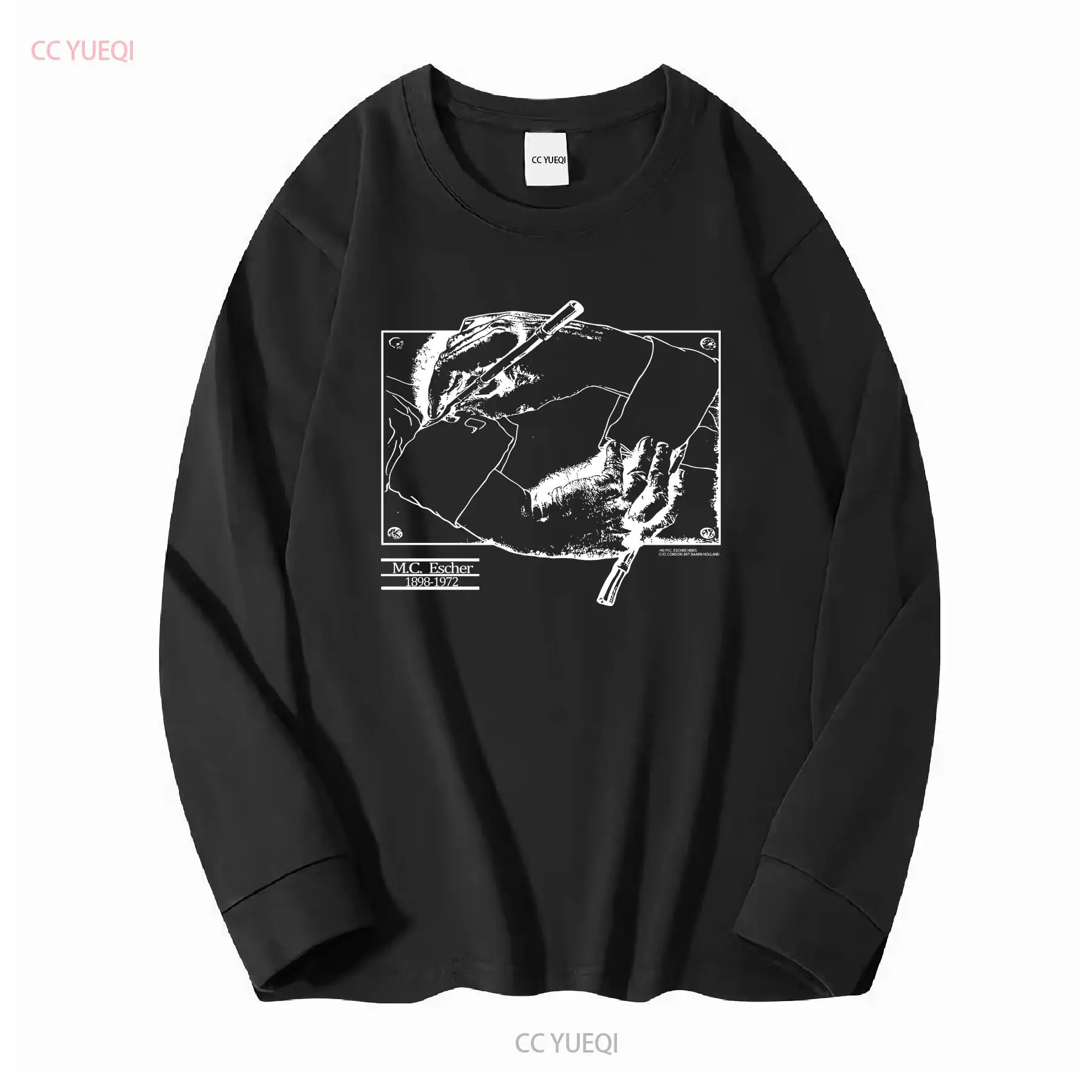 تي شيرت كلاسيكي 1990 MC Escher - مراجعة Mens Fashion Black Shirt وسعره