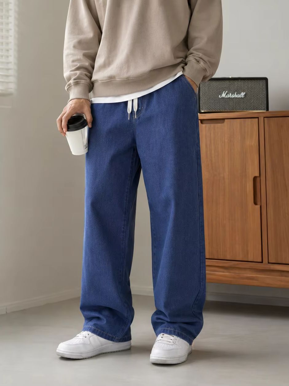 بنطلون جينز رجالي فضفاض بقصة م - مراجعة Men'S Fashion Grey Jeans وسعره