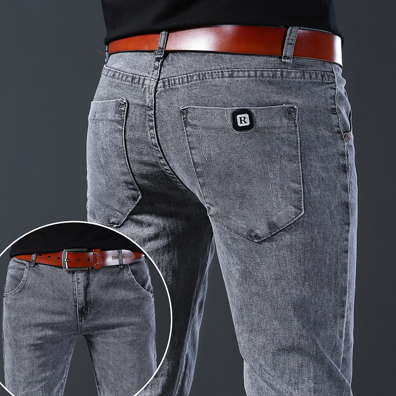 بنطلون جينز رجالي ضيق مرن بالل - مراجعة Men'S Fashion Grey Jeans وسعره