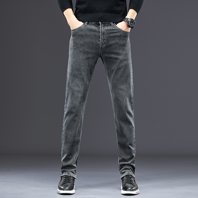جينز جينز رجالي مطاطي بقصة ضيق - مراجعة Men'S Fashion Grey Jeans وسعره