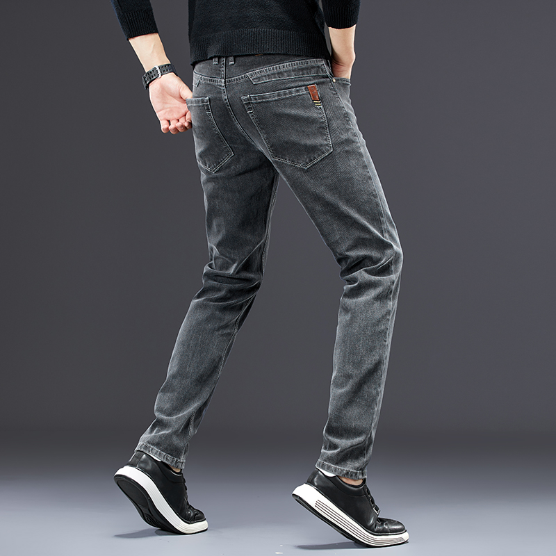 جينز جينز رجالي مطاطي بقصة ضيق - مراجعة Men'S Fashion Grey Jeans وسعره