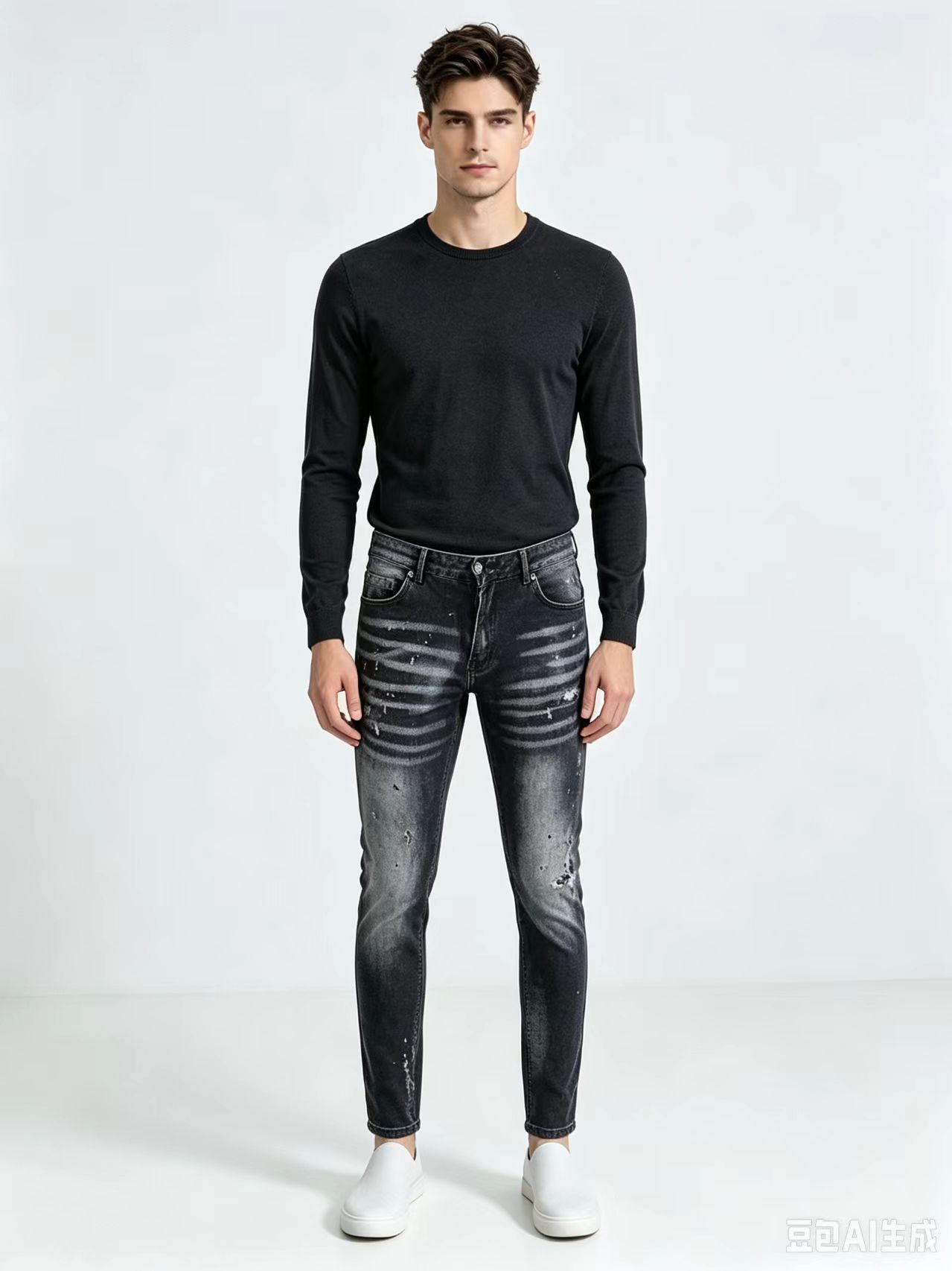 بنطلون جينز رجالي ضيق مرن بتصم - مراجعة Men'S Fashion Grey Jeans وسعره