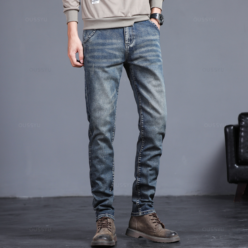 الخريف الشتاء القطن الرجال الم - مراجعة Men'S Fashion Grey Jeans وسعره